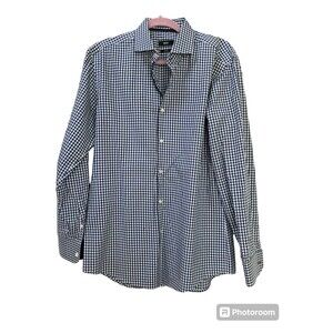 Boss Hugo Boss Slim Fit Easy Iron Blue‎ Plaid Button Up Size 42